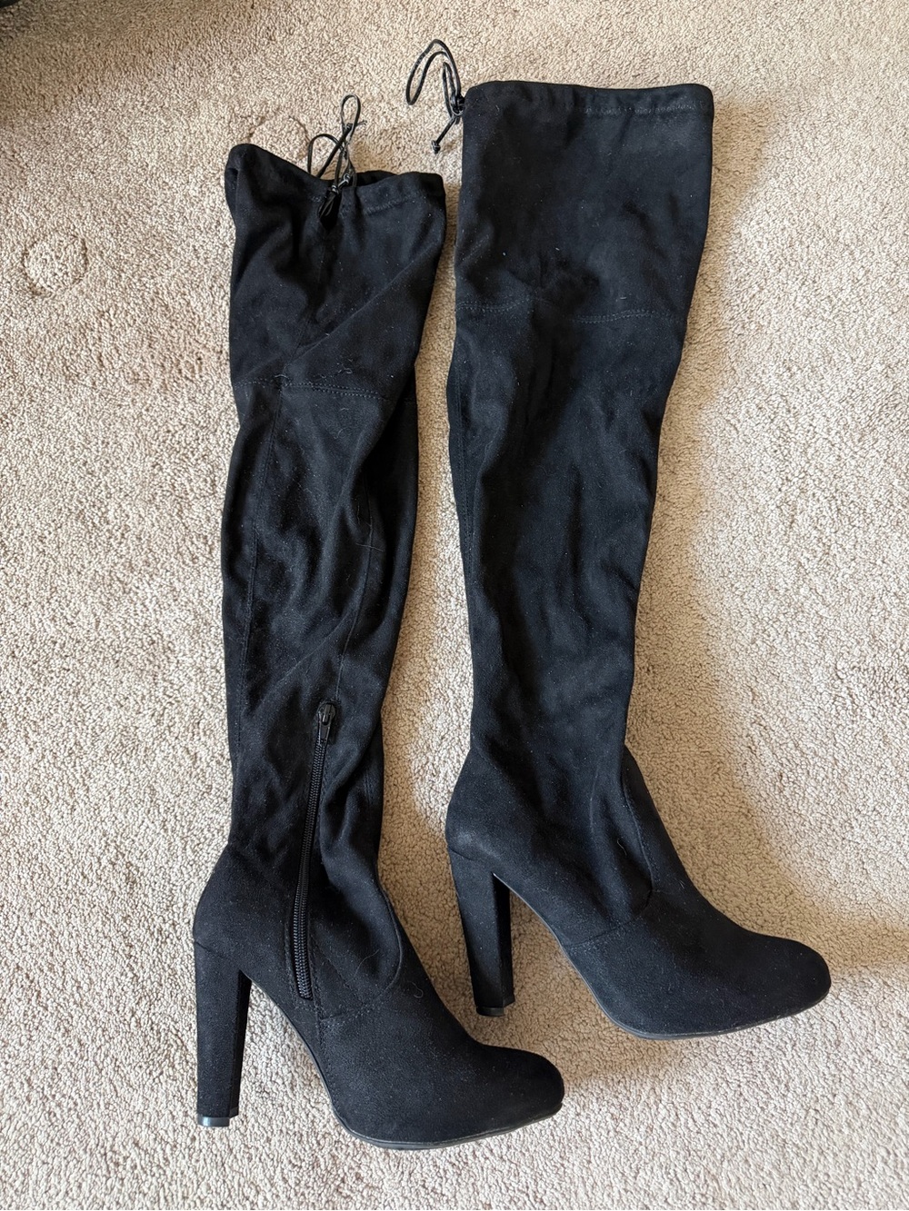 Wild Diva Black Over-the-Knee Block Heel Boots